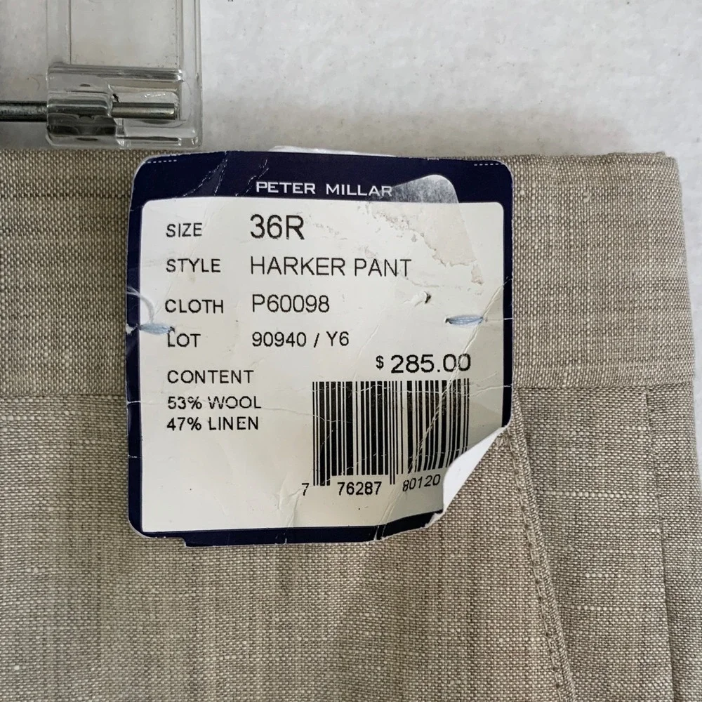Peter Millar Harker Pant Mens 36R Beige NEW‎ Wool Linen Blend Trousers $285